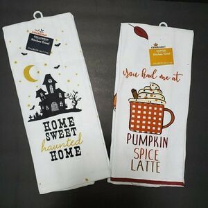 ‎Kitchen Tea Towels Pumpkin Spice Latte Halloween